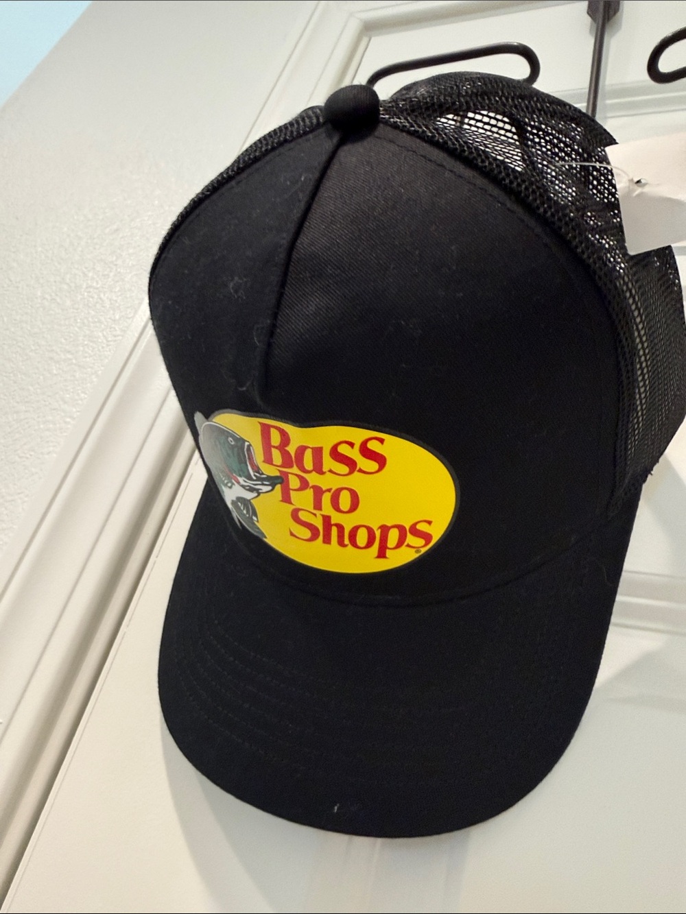 Bass Pro Shops Black Hat with Yellow Logo Patch